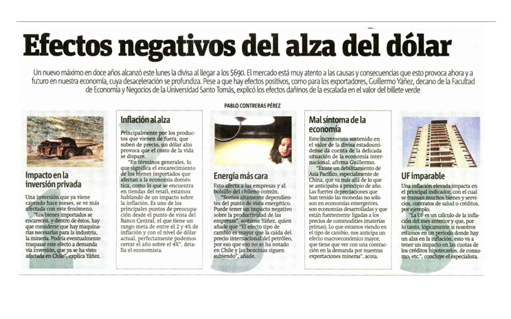 Efectos Negativos del alza del dólar
