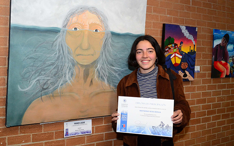 Alumna del liceo Guillermo Gronemeyer gana el Primer Concurso Regional de Pintura Escolar organizado por Santo Tomás Viña del Mar