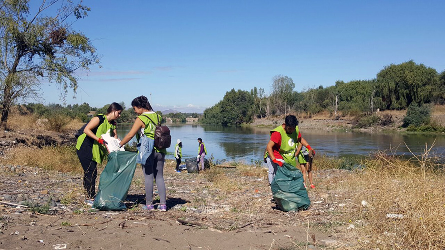 Alumnos del IP-CFT Santo Tomás Talca realizaron limpieza en ribera del Río Claro