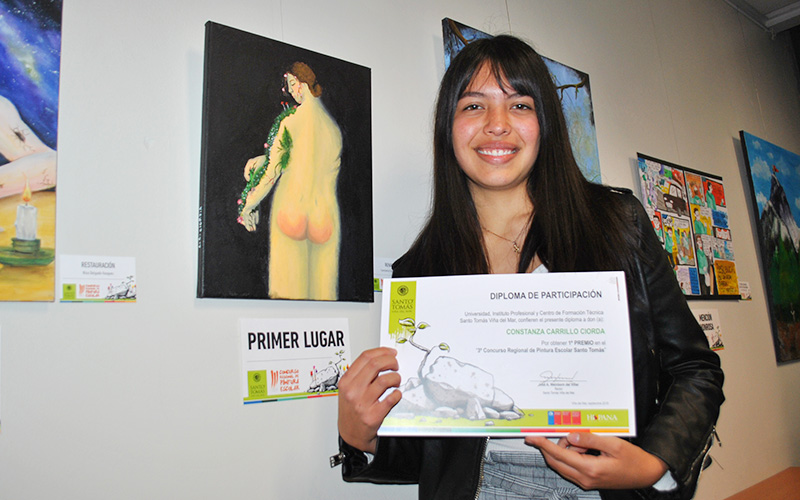 Alumna de Colegio Montesol de Quilpué gana el III Concurso Regional de Pintura Escolar Santo Tomás Viña del Mar
