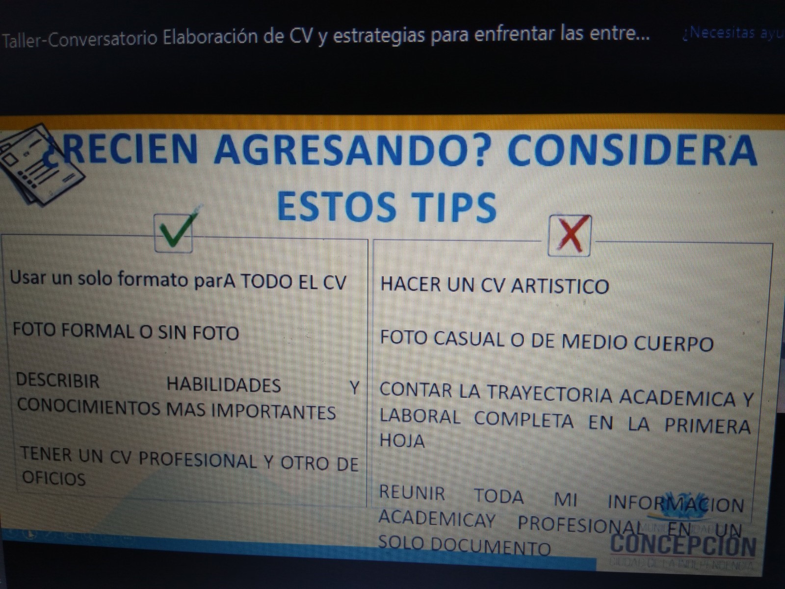 A un paso del mundo laboral: Estrategias para enfrentar las entrevistas y elaboración de CV