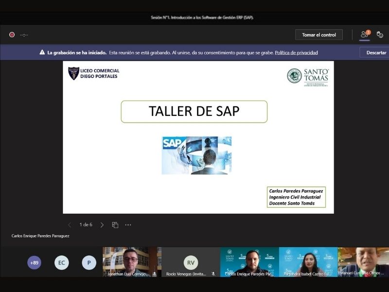 Santo Tomás capacita en software SAP a estudiantes del Liceo Comercial Diego Portales