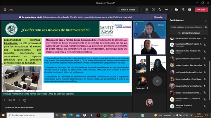 Clínica Socio Jurídica de Santo Tomás Talca realizó jornada de capacitación a organismo colaborador del SENAME Maule