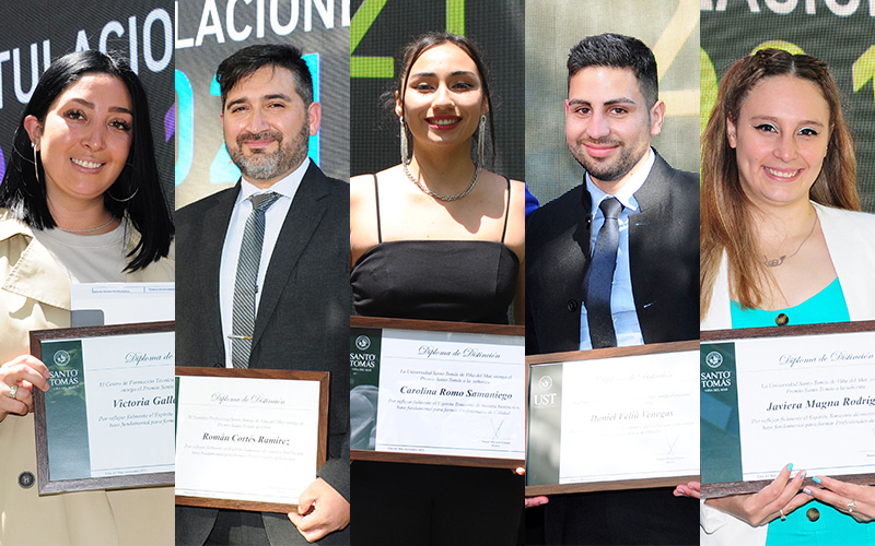 Cinco egresados de la sede Viña del Mar reciben el “Premio Santo Tomás” en el regreso de las ceremonias de titulaciones