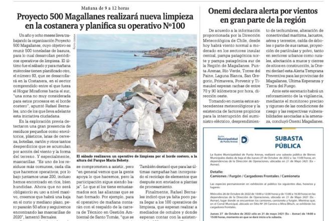 Estudiantes de Técnico en Gestión Ambiental se suman a Proyecto 500 Magallanes que busca reunir 500 toneladas de basura