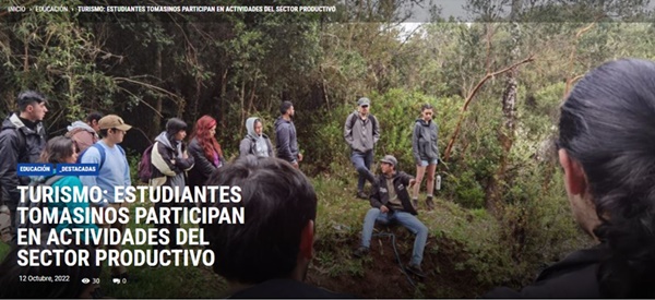 Semana del Turismo: estudiantes tomasinos participan en actividades del sector productivo
