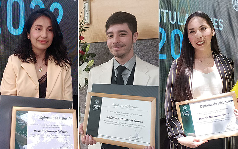 Egresados destacados reciben el “Premio Santo Tomás” en ceremonias de titulación de sede Viña del Mar